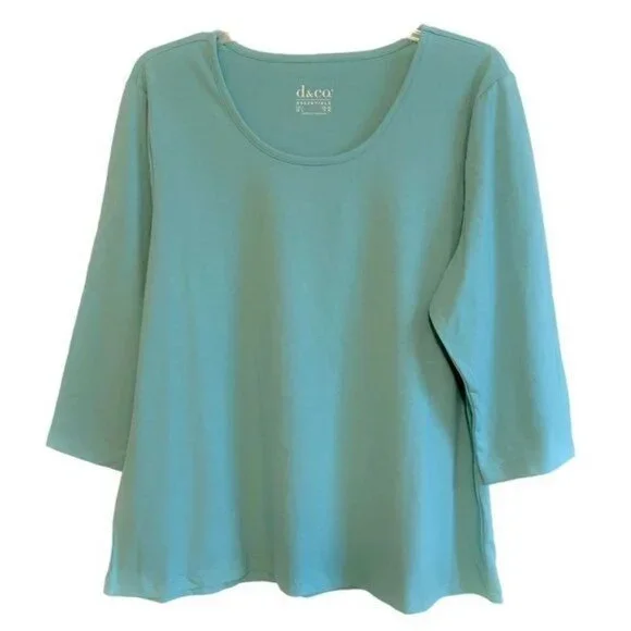 Denim & Co. Essentials Perfect Jersey U-Neck 3/4 Sleeve Top LARGE (2001) - Picture 3 of 7